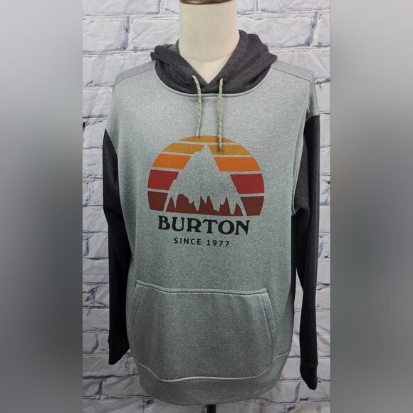 Burton Men's Sweater Hoodie Graphic Durable Goods Gray snowboard Ski Size XL - Picture 1 of 14